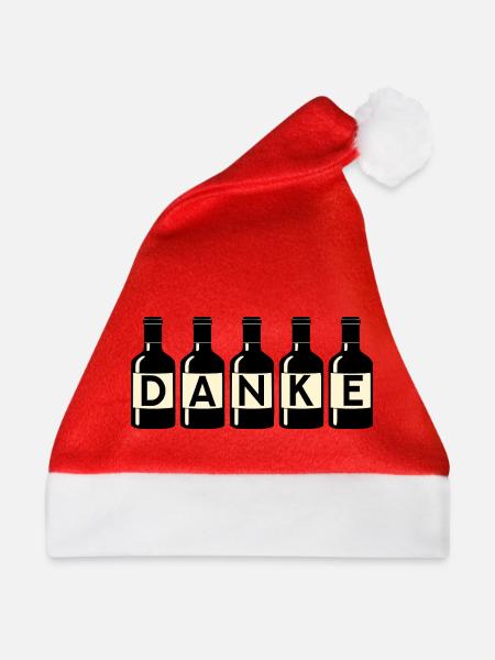Dankeschön Danke Weinflaschen - Weihnachtsmütze - Rot