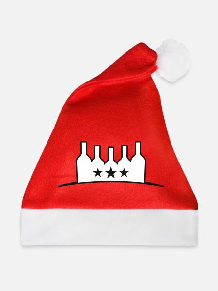 Alkohol – Flaschen - Weihnachtsmütze - Rot
