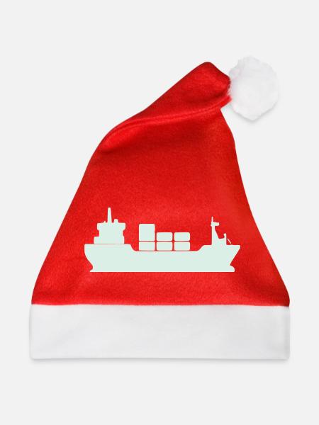 Containerfrachter Silhouette - Weihnachtsmütze - Rot