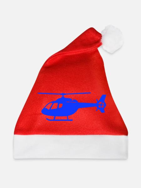 Blauer Helikopter Silhouette - Weihnachtsmütze - Rot