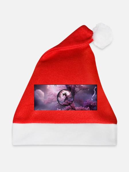 Drache im rosa Nebel - Weihnachtsmütze - Rot