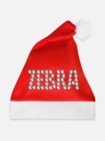 Zebra-Typografie von Cartoons - Weihnachtsmütze - Rot