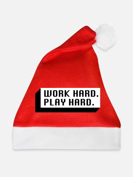 Work Hard. Play Hard. (Schwarz) - Weihnachtsmütze - Rot