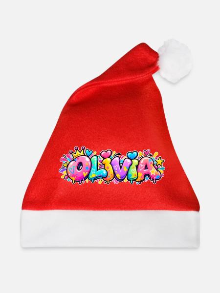 Olivia Graffiti-Blasenname: zu süßes Geschenk - Weihnachtsmütze - Rot
