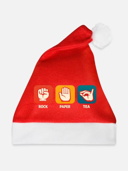 Rock Paper Tea Lustiger Teetrinker Tee - Weihnachtsmütze - Rot