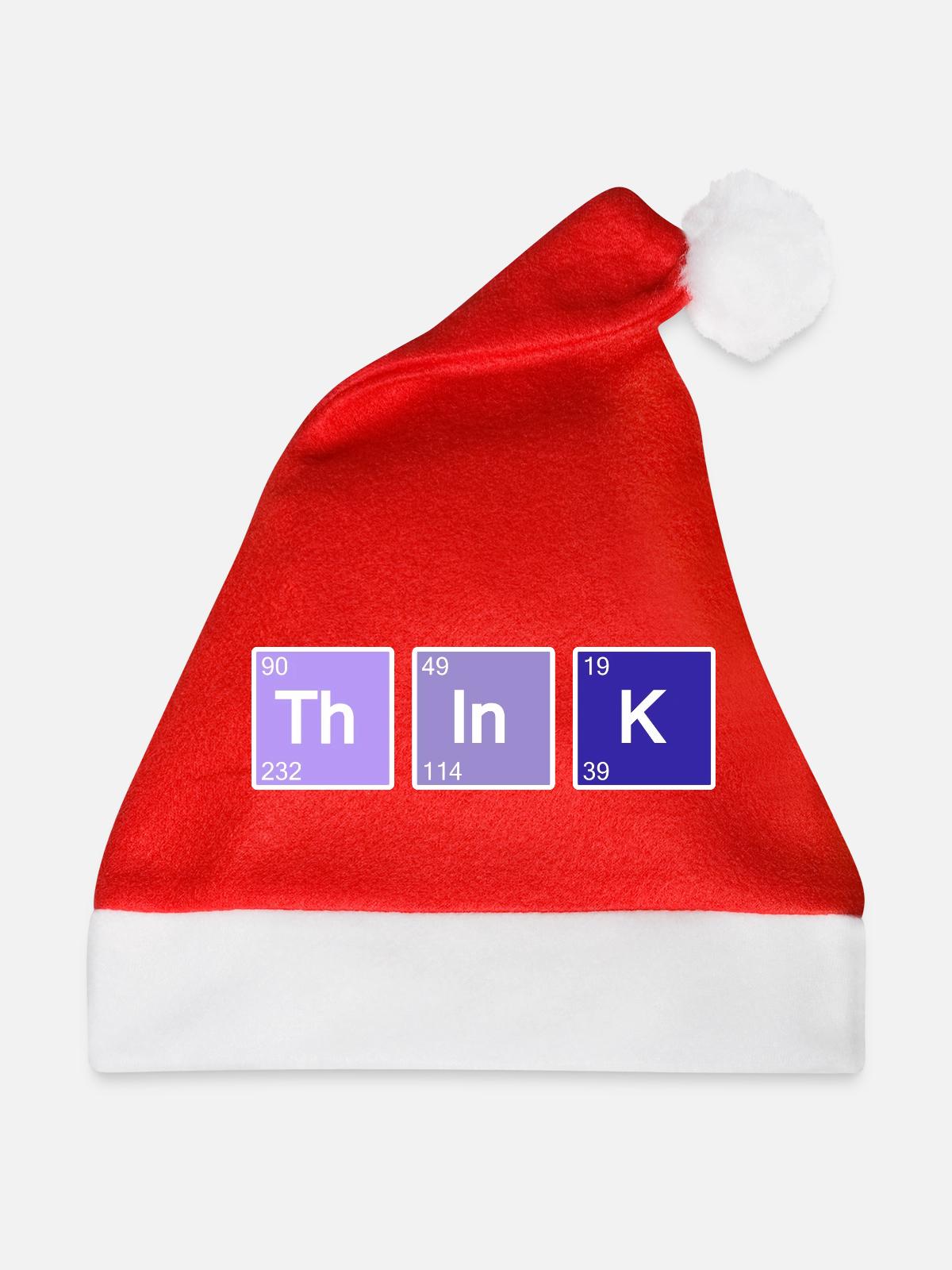 Think (blau) - Weihnachtsmütze - Rot - Vorne