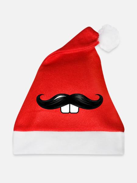 Schnurrbart mit Hasenzähnen  - Weihnachtsmütze - Rot