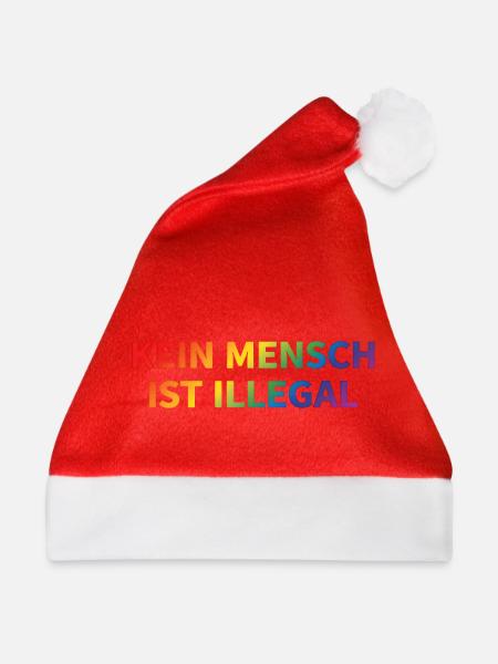 Kein Mensch Ist Illegal Regenbogen - Weihnachtsmütze - Rot