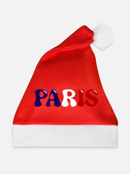 Pariser Typografie Frankreich Blau-Weiß-Rote Fahne - Weihnachtsmütze - Rot - Vorne