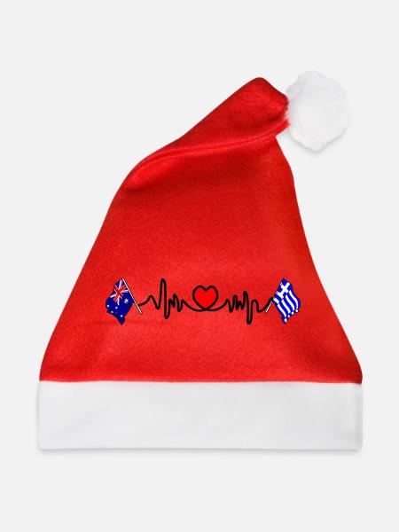 Cardio-Herz mit Flagge Australien Flagge Griechenland - Weihnachtsmütze - Rot - Vorne