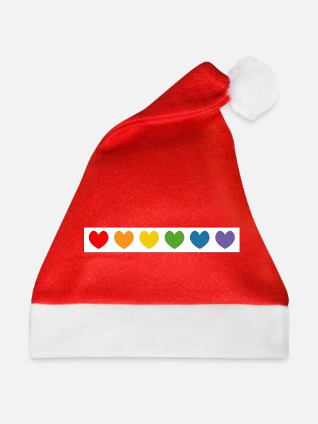 Regenbogenherzen Muster - Weihnachtsmütze - Rot