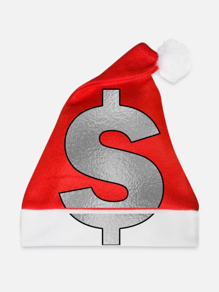 Dollarzeichen Silber - Weihnachtsmütze - Rot