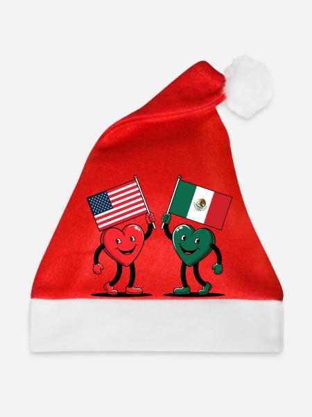 Amerika und Mexiko Herzen - Weihnachtsmütze - Rot