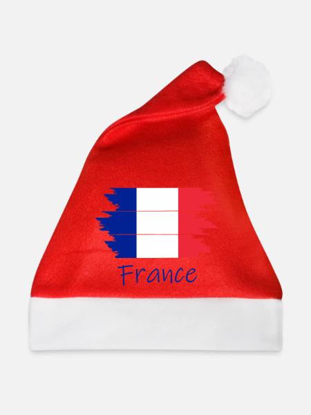 Französische Flagge Pinselstrich - Weihnachtsmütze - Rot