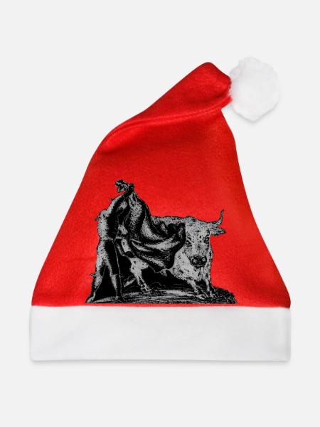 Vintage_Bull_and_Matador_Corrida_Ink_Art - Weihnachtsmütze - Rot - Vorne