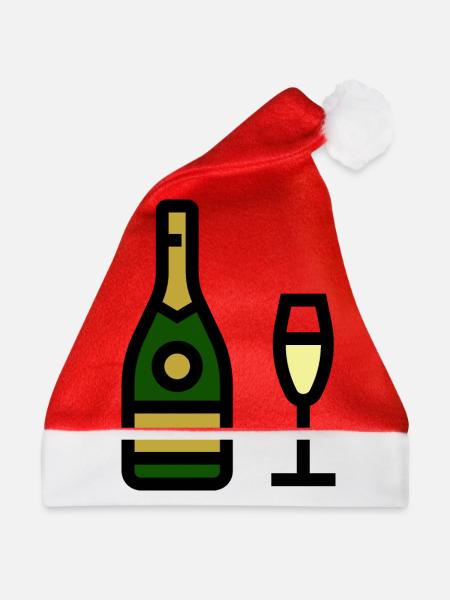 Champangnerglas, Sekt, Sektglas - Weihnachtsmütze - Rot