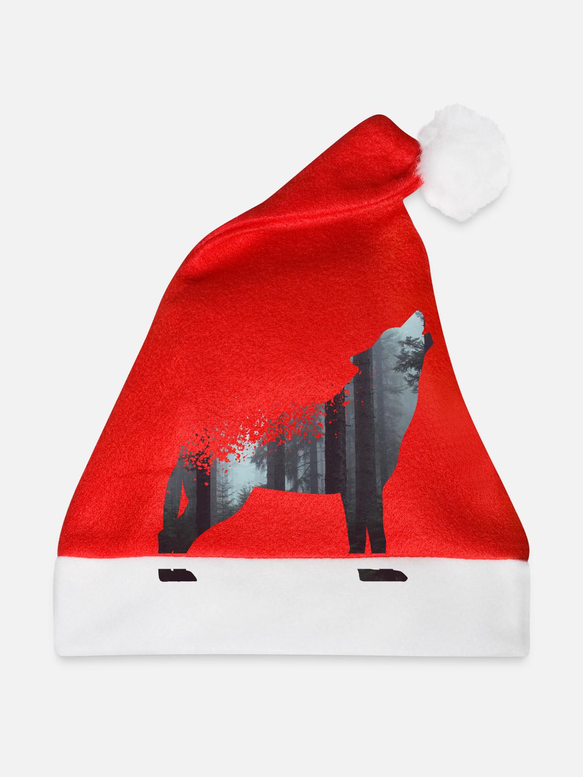 Wolf Wald - Weihnachtsmütze - Rot - Vorne