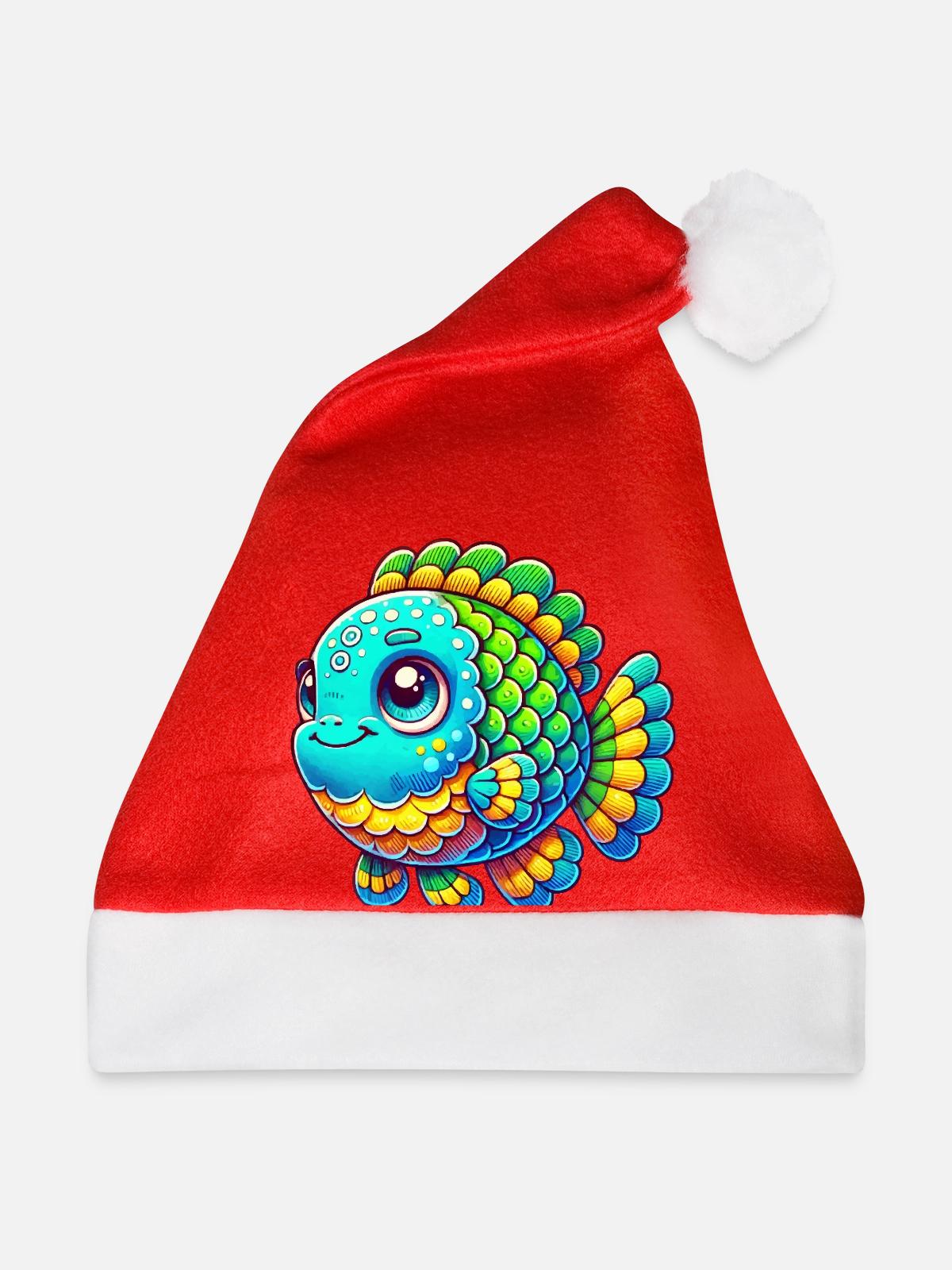 Fisch Comic - Weihnachtsmütze - Rot - Vorne