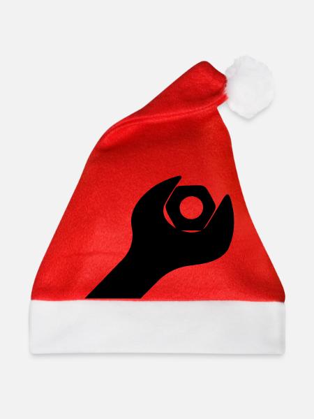 Schraubenschlüssel mit Bolzen - Weihnachtsmütze - Rot - Vorne