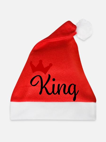 King mit Krone - Weihnachtsmütze - Rot