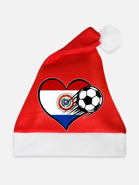 Paraguay Flagge Fußball mit Herz - Weihnachtsmütze - Rot