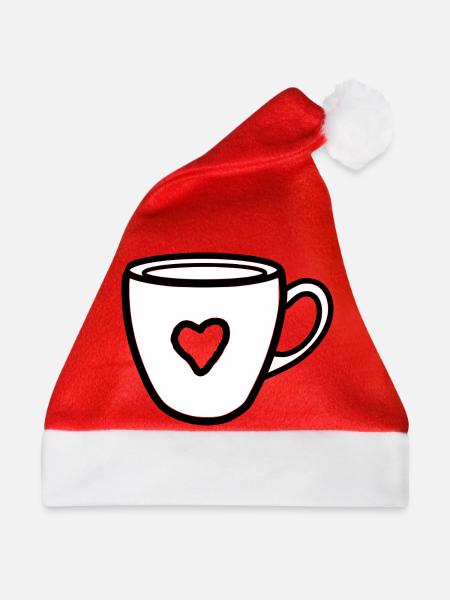 Kaffeebecher mit Herz - Weihnachtsmütze - Rot