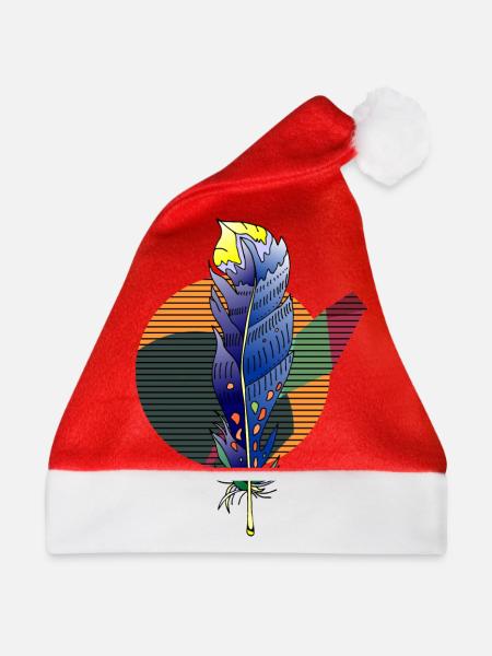 Bunte Feder - Weihnachtsmütze - Rot