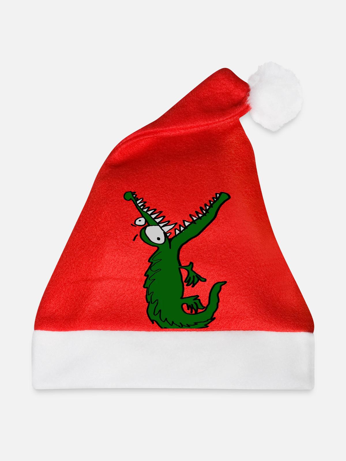 Hungriges Krokodil - Weihnachtsmütze - Rot - Vorne