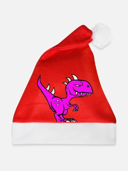 Dinosaurier lila - Weihnachtsmütze - Rot - Vorne