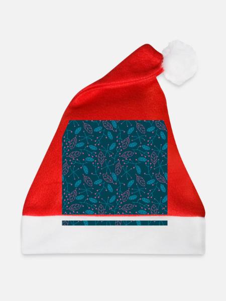 Blätter Blumenmuster Muster dunkelblau türkis - Weihnachtsmütze - Rot - Vorne