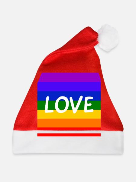 Liebe Regenbogen - Weihnachtsmütze - Rot