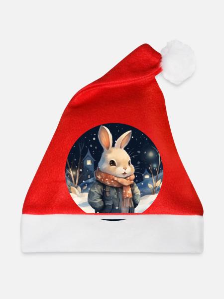 Kuscheliger Schnee-Hase - Weihnachtsmütze - Rot