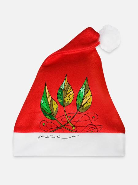 Blätter - Weihnachtsmütze - Rot