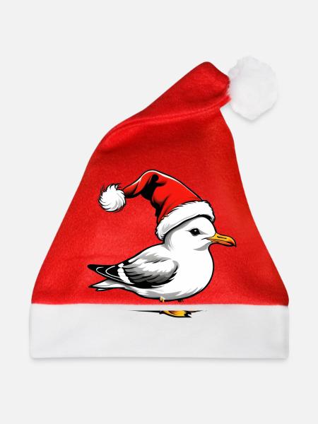 Weihnachts-Möwe mit Mütze - Weihnachtsmütze - Rot