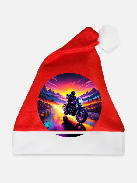 Motorrad Sonnenaufgang - Weihnachtsmütze - Rot