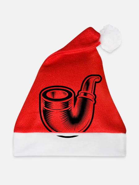 Klassische Pfeife für Pfeifenraucher - Weihnachtsmütze - Rot
