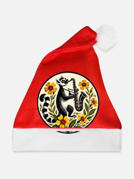 Saxophon Lemur - Weihnachtsmütze - Rot
