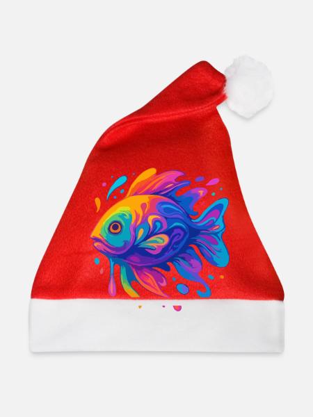 Regenbogen Fisch - Weihnachtsmütze - Rot
