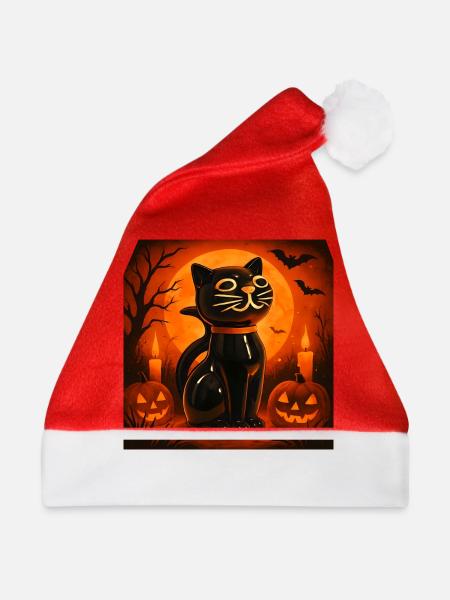 Grusel Katze Halloween Geschenk - Weihnachtsmütze - Rot
