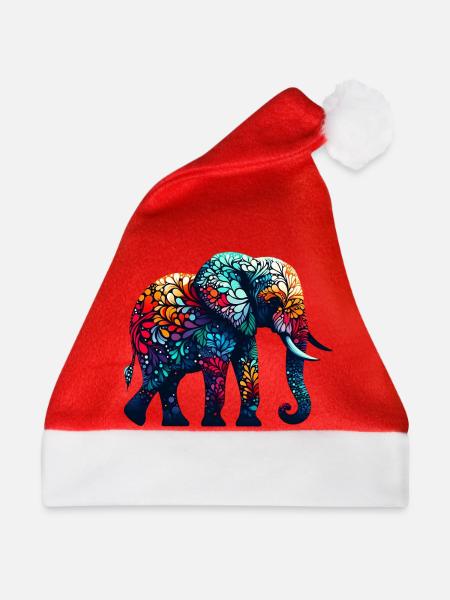 Elefant - Weihnachtsmütze - Rot