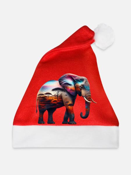 Elefant - Weihnachtsmütze - Rot