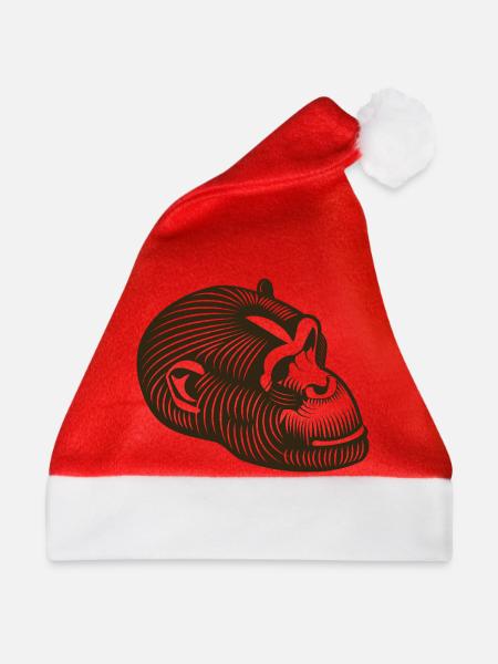 Stilisierter GORILLE-Kopf - Weihnachtsmütze - Rot