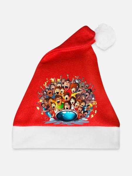 Jubelnde Massen auf Boot - Weihnachtsmütze - Rot