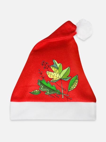 Blätter - Weihnachtsmütze - Rot
