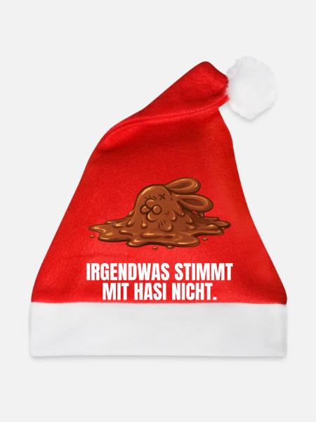 Irgendwas stimmt mit Hasi nicht - Weihnachtsmütze - Rot - Vorne