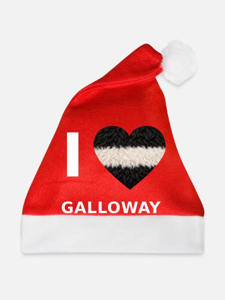 I Love Galloway – Herz für Galloway-Fans - Weihnachtsmütze - Rot - Vorne
