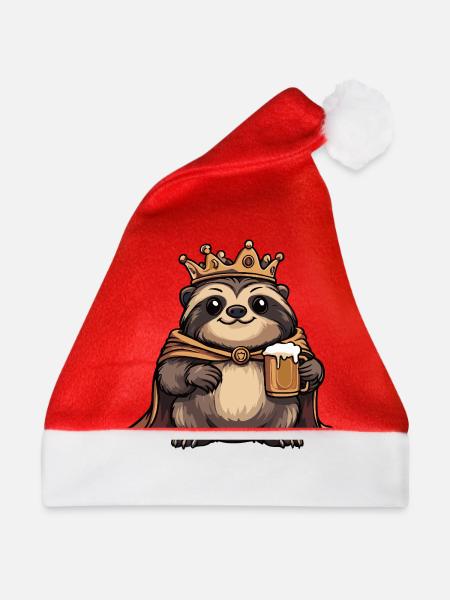 Faultier Bier Lustig - Weihnachtsmütze - Rot