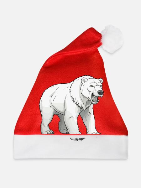 Eisbär Tier - Weihnachtsmütze - Rot