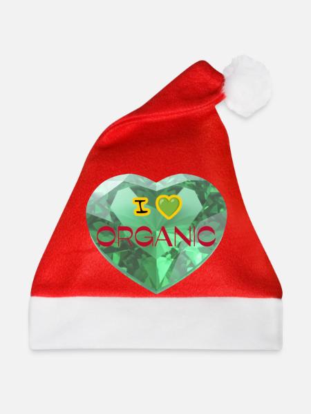 Diamantherz I Love Organic - Weihnachtsmütze - Rot