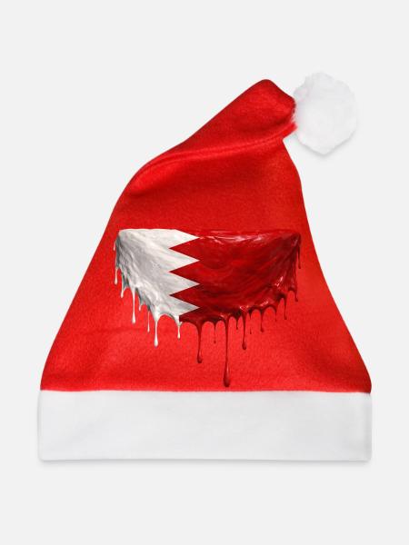 Bahrain Flagge Tropfen Kunst - Weihnachtsmütze - Rot